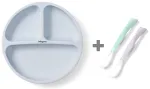 Silikoonist taldrik 1482/01 blue + painduvad lusikad 1066 KINGITUSEKS!