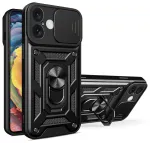 Hybrid Armor Camshield telefoni &uuml;mbris alusega iPhone 16 Plus must (kaamera kaitsega)