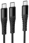 Hoco X123 2-in-1 andmeedastus- ja laadimiskaabel | USB-C kuni USB-C, USB-C | 1m | must