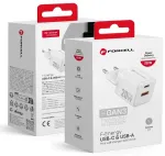 Forcell F-Energy Mini GaN III VT-35A reisilaadija | 20W | PD, QC, GaN | USB-C, USB-A | valge