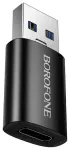 Adapter Borofone BV26B - USB kuni Type-C - must