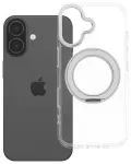 Frame Circle Stand telefoni &uuml;mbris alusega ja MagSafe toega iPhone 17 l&auml;bipaistev
