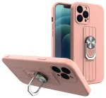 Ring Case silicone case with finger grip and stand for Samsung Galaxy A72 4G pink