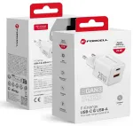 Forcell F-Energy Mini GaN III reisilaadija | 25W | PD, QC, GaN | USB-C, USB-A | valge