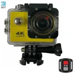 Riff SPK-1 Ultra HD 4K 16Mpix Wi-Fi spordikaamera koos 2'' LCD-puldi ja 8-osalise kinnituskomplektiga, kollane