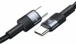 USAMS SJ724ZJ01 andme- ja laadimiskaabel | USB-C kuni USB-C | 60W | 1.2m | must