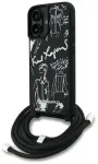 Case Karl Lagerfeld Crossbody Grained Pattern & Logo MagSafe for iPhone 16 black