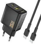 Dudao A27 MaxC travel charger | 35W | USB-C, USB-A | with USB-C to USB-C cable included | black