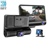 Riff Full HD autovideoregistraator DVR G-sensoriga, 3 kaamerat ja 4'' LCD-tagasivaateekraan, must