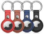Apple AirTag PU nahast &uuml;mbris &mdash; must, pruun, punane, sinine &mdash; 4 t&uuml;kki