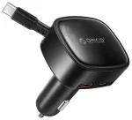 Orico FC-66-1A2C autolaadija sisseehitatud v&auml;ljat&otilde;mmatava USB-C kaabliga | 66W | USB-A, USB-C | must