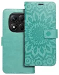 MEZZO Raamatukujuline &uuml;mbris XIAOMI Redmi Note 14 PRO 5G / 14 PRO PLUS 5G mandala roheline