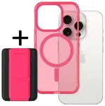 Amazing Thing Titan Pro Neon Mag raamatut&uuml;&uuml;pi telefoni &uuml;mbris alusega ja MagSafe toega iPhone 15 Pro Max roosa