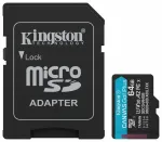 Kingston memory card 64GB microSDXC Canvas Go Plus Gen4 200MB/s A2 U3 V30 Card + Adapter