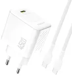 Dudao A28C reisilaadija | 45W | GaN | USB-C | USB-C kuni USB-C kaabliga komplektis | valge