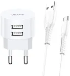 USAMS XTXLOGT18MC05 reisilaadija | 10W | Kiirlaadimine | USB-A, Micro USB | valge