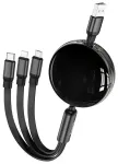 HOCO X78 3-in-1 andmeedastus- ja laadimiskaabel | USB-A kuni Lightning, Micro USB, USB-C | 10W | 1m | must