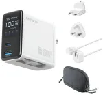 4smarts GaN Flex Screen AI reisilaadija | 100W | GaN | USB-C, USB-A | valge