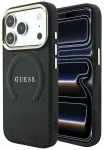 Guess Saffiano Peony & Ring telefoni &uuml;mbris alusega ja MagSafe toega iPhone 18 Pro | iPhone 17 Pro must
