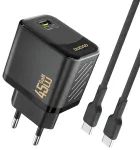 Dudao A28C reisilaadija | 45W | GaN | USB-C | USB-C kuni USB-C kaabliga komplektis | must