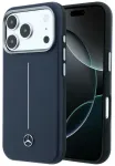 Mercedes Leather Semi Wrap Iconic Line telefoni &uuml;mbris MagSafe toega iPhone 17 Pro Max tumesinine