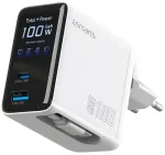 4smarts GaN Flex Screen AI reisilaadija | 100W | GaN | USB-C, USB-A | valge