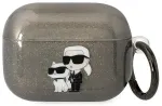 Karl Lagerfeld KLAPHNKCTGK Airpods Pro cover czarny|black Glitter Karl&Choupette