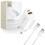 Tech-Protect NCA45W-GAN travel charger | 45W | PD, QC, GaN | USB-C, USB-A | with USB-C to USB-C cable included | white