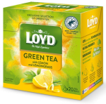 Loyd Green Tea with Lemon and Lemongrass aromatizēta zaļā tēja ar citronu gar&scaron;u un citronzāli paciņās 30 g (20 gab.)