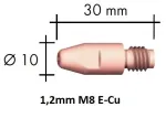 E-Cu M8x30x10 1,2mm, binzel