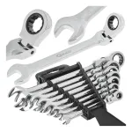 Flexible Head Ratchet Wrench Combination Spanner Set 8-22mm 8pcs