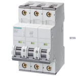 Siemens 5SY4363-7 &mdash; Miniature Circuit Breaker SENTRON 5SY4 3-Pole C-Curve 63 A 10 kA 400 V D=70 mm