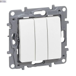 Legrand 764503 &mdash; One-Way Switch Nilo&eacute; 250 V, White, 10 A, IP20, 75.8 mm, 31 mm, 45.5 mm, 3-Gang