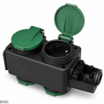 THORGEON 23004 &mdash; 4-Way Rubber padrun adapter, 16A 250V, 3500W, koos Safety Shutters & Hook