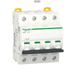 Schneider Electric A9F94404 &mdash; Miniature Circuit Breaker Acti9 iC60L, 4P, 4 A, 15 kA, C Curve, 12&ndash;133 V AC