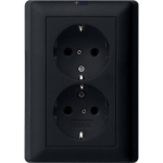 Gira 0783005 &mdash; SCHUKO Double pistikupesa System 55 16 A 250 V~ koos Increased Contact kaitse (Safety Plus) ja Cover Unit jaoks Flush-mounted Device Box, 1-Gang Plug Terminals, must Matt (Lacquered)
