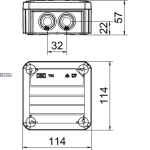 OBO Bettermann 2010007 &mdash; Junction Box T 60, 114&times;114&times;57 mm, IP68, Plug-in Seal, Terminal Strip, Grey