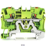 WAGO 2204-1207 &mdash; Ground Terminal Block 2-Conductor, 4 mm&sup2;, koos Push-Button, roheline-Yellow
