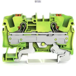 WAGO 2206-1207 &mdash; Ground Terminal Block 2-Conductor, 6 mm&sup2;, koos Push-Button, roheline-Yellow