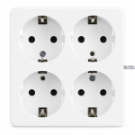 THORGEON 23007 &mdash; 4-Way elektri padrun 16A, 250V~Max: 3680W, IP20 ilma kaabel, White