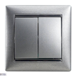 Legrand 770108 &mdash; Switch Double 2 Way Valena Life Aluminium, 10A, 250V, IP31