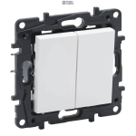 Legrand 863108 &mdash; Two-Gang Two-Way Switch Nilo&eacute; Step 17M, 10A, White, IK04, 250V
