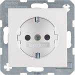 Berker 47231909 &mdash; SCHUKO padrun outlet enhanced contact protection; S.1/B.3/B.7, Polar white, matt, P