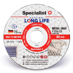 SPECIALIST+ Metal Cutting disks pikk LIFE, 115 x 1 x 22 mm, 250-11110