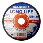 SPECIALIST+ Metal Cutting disks pikk LIFE, 125 x 1 x 22 mm, 250-11210