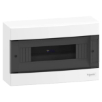 Schneider Electric EZ9EUC112 &mdash; Empty Enclosure Easy9, 12m, Surface 1-row Smoked Door 2 PE/N Blocks