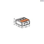 WAGO 221-413 &mdash; Splicing Connector koos Levers 3-Conductor, 4 mm&sup2;, Transparent, jaoks All Conductor Types