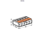WAGO 221-415 &mdash; Splicing Connector koos Levers 5-Conductor, 4 mm&sup2;, Transparent, jaoks All Conductor Types