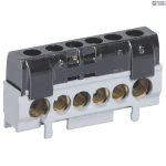 Legrand 004816 &mdash; Terminal Block DISTRIBUTION tarvikud 62 mm, must, 1P, 125 A, 5-Output