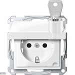 Schneider Electric MTN2315-0319 &mdash; padrun Outlet Merten System M SCHUKO, SCHUKO padrun outlet koos hinged lid ja locking, shuttered, screwless terminals, polar white, System M
